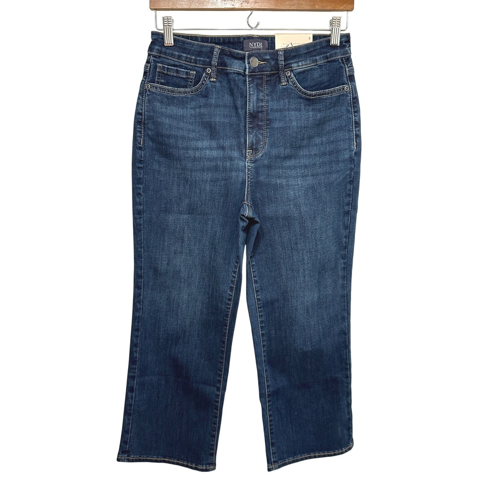 NYDJ Joni Capri Jeans Women 6 Blue Denim Cool Embrace Lift Tuck High Rise NEW